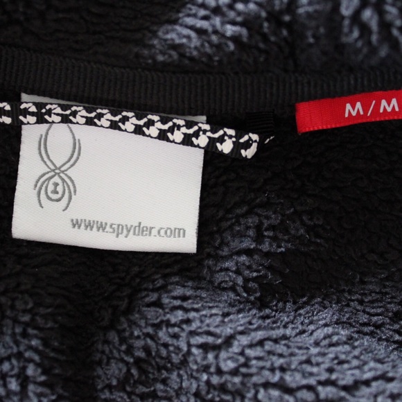 Preowned Spyder Faux Sherpa Zipped Hooded Sweatshirt Black Medium - Picture 6 of 7